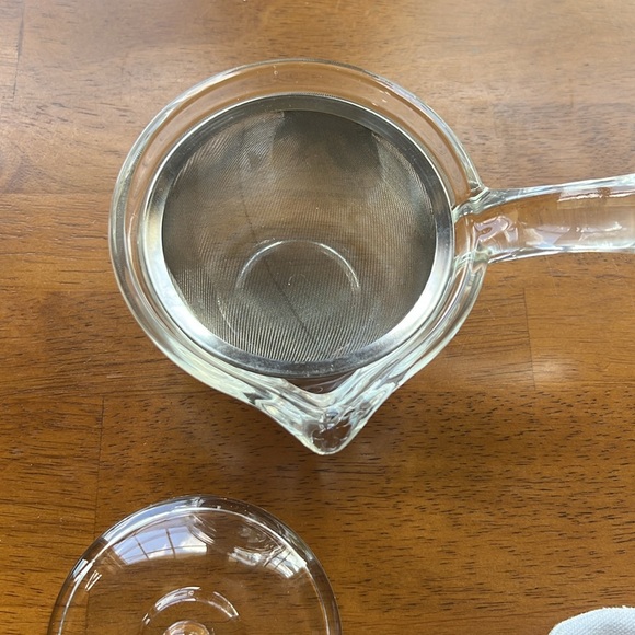 Glass tea pot with handle clear vintage style - Picture 3 of 7